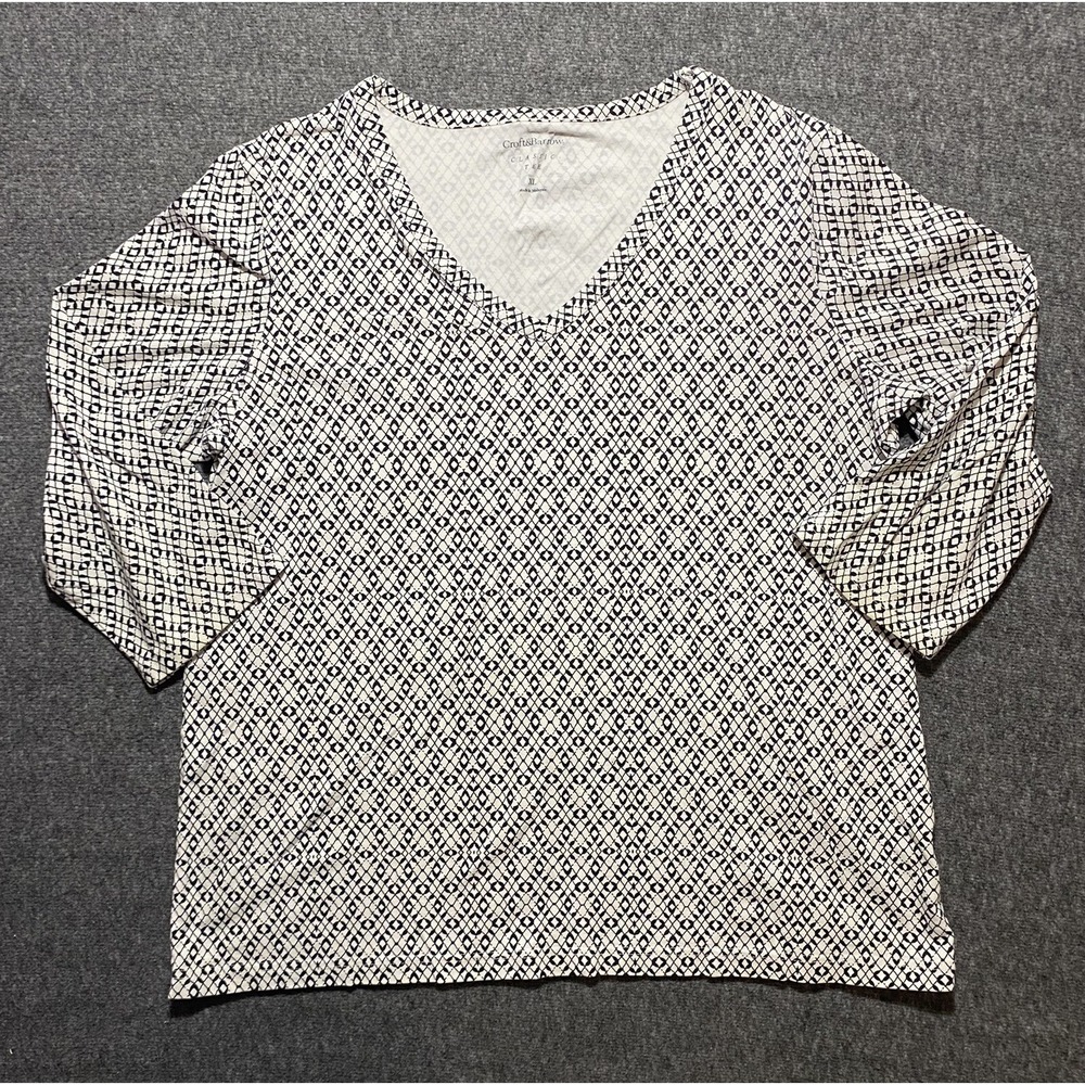 Croft & Barrow Top Shirt 1 Women White /black Dot Stretchy Size XL